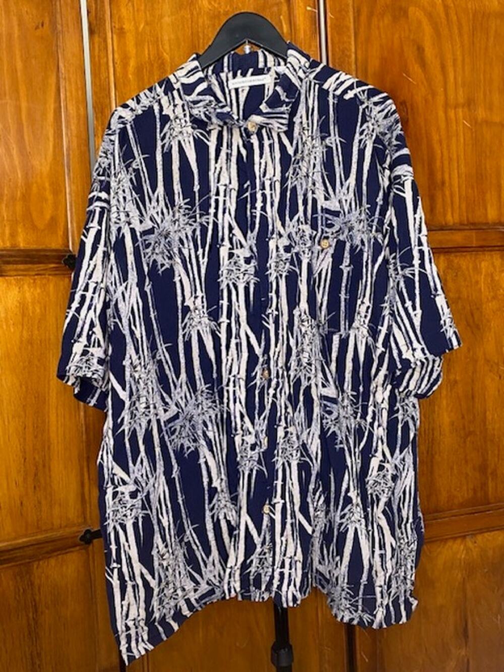 Knightsbridge Men’s 4X Rayon Bamboo Print Button Down Shirt Tropical Aloha